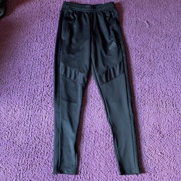 NWT Adidas soccer track training joggers skinny pants unisex black on black XS - Picture 2 of 10